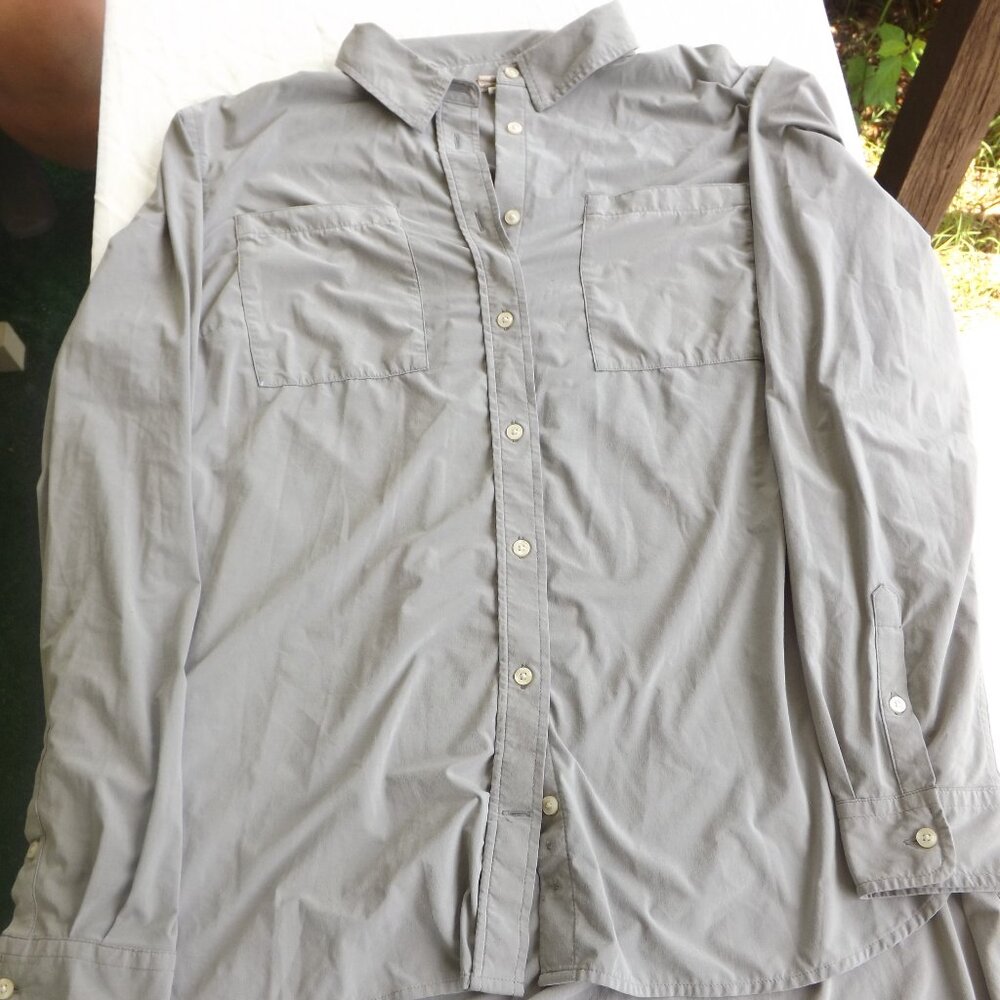 Duluth Trading Performance Button Front Nylon Pockets Long Sleeve Mens XL